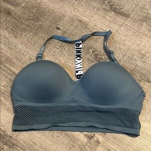 PINK Victoria's Secret Blue Bra with Mesh Detail